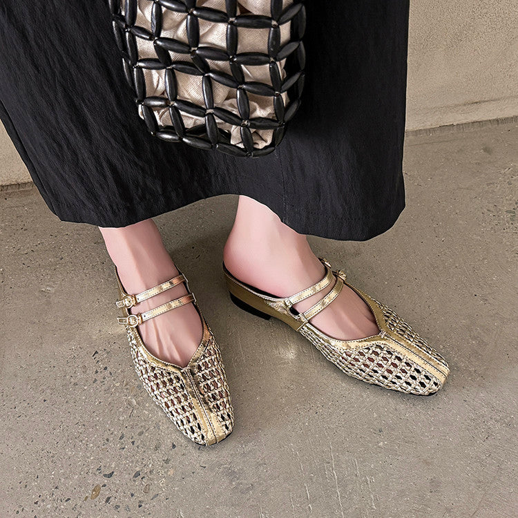 Karin Luna In Stock Spot Goods Hollow Woven One-Strap Closed-Toe Slippers