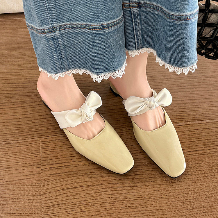 Karin Luna In Stock In Stock  Fluffy feel Bowknot Closed-Toe Slippers