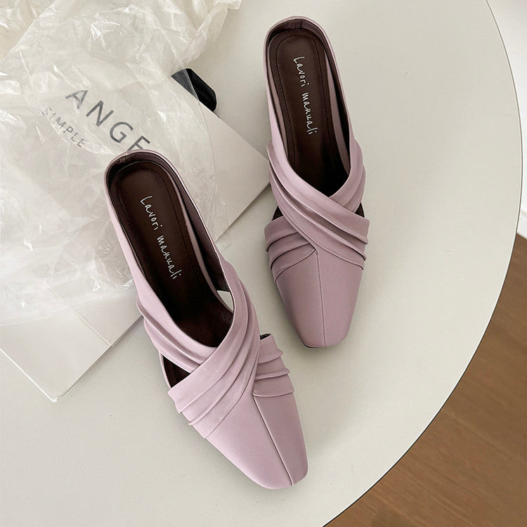 Karin Luna In Stock In Stock Basic Elegant Fairy Style Small Square Toe Sheepskin Slippers