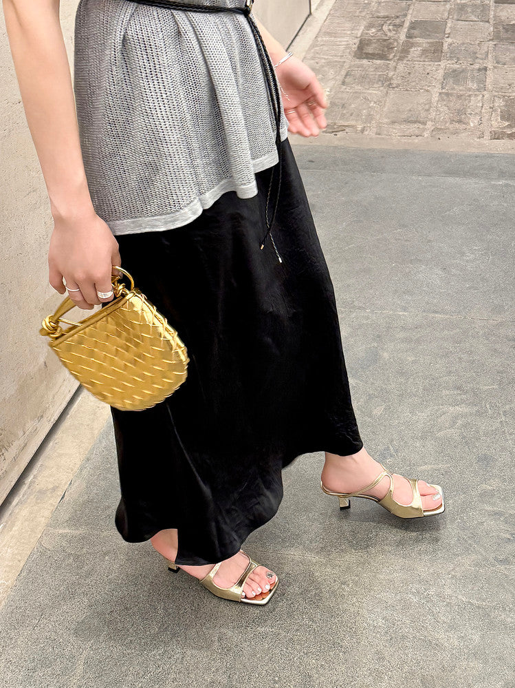 Karin Luna French Retro Square Toe Wrap Strap Open-Toe Slippers