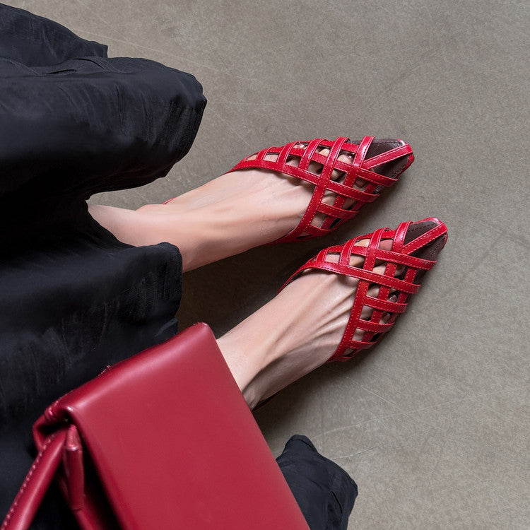 Karin Luna Braided Style ~Cross-woven Pointed Toe Closed-toe Sandals