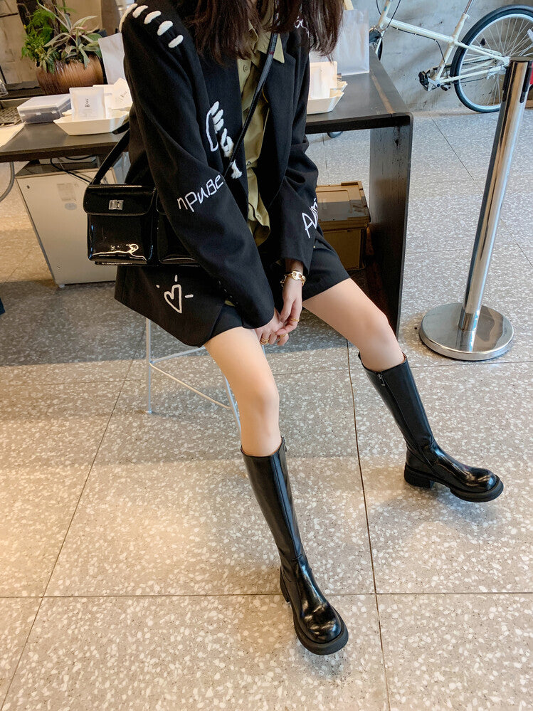 Karin Luna In Stock Spot Goods  Always in stock  Classic Basic Style Round Toe Thick Sole Knight Boots