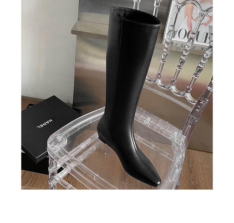 Karin Luna In Stock  In-stock Square Toe Straight Slip-on Long Boots