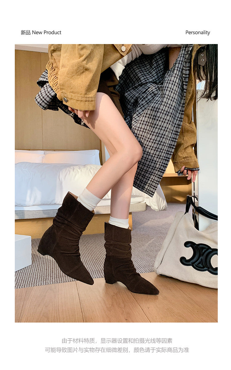 Karin Luna Data Hot Item Pointed Toe Slouchy Matte Western Ankle Boots