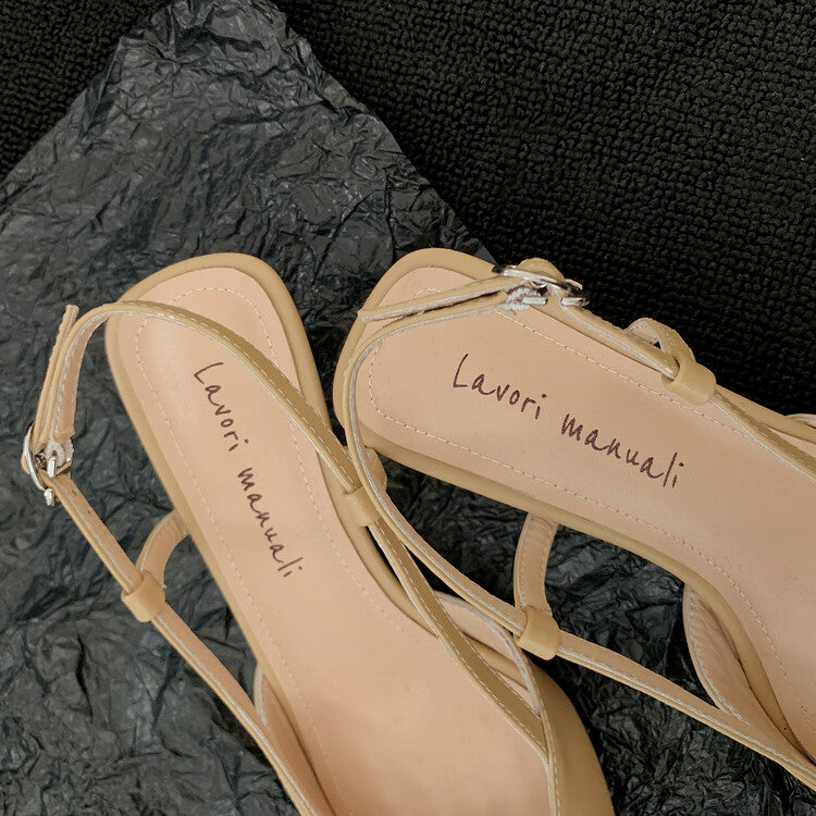 Karin Luna In Stock 24New Year's stock is now available Color Block Pointed Toe Full Leather Sandals