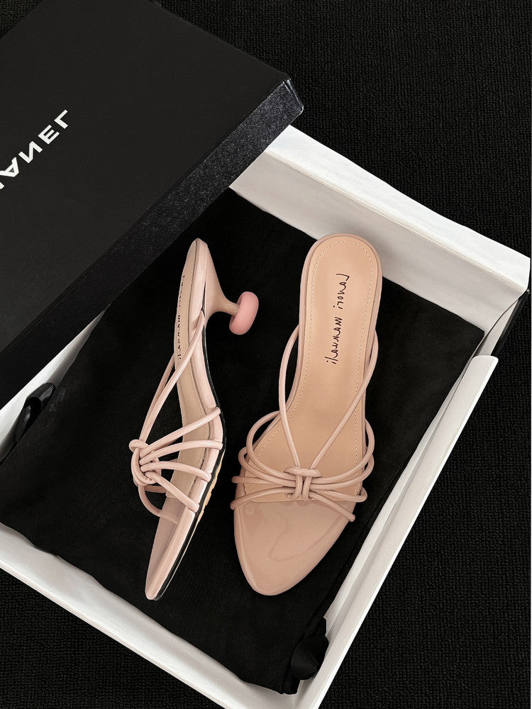 Karin Luna In Stock In Stock  In Stock Round Toe Cross Hollow Round Toe Stiletto Slippers