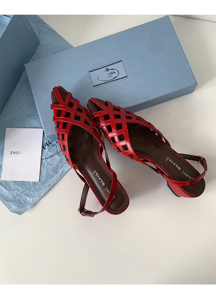 Karin Luna Braided Style ~Cross-woven Pointed Toe Closed-toe Sandals
