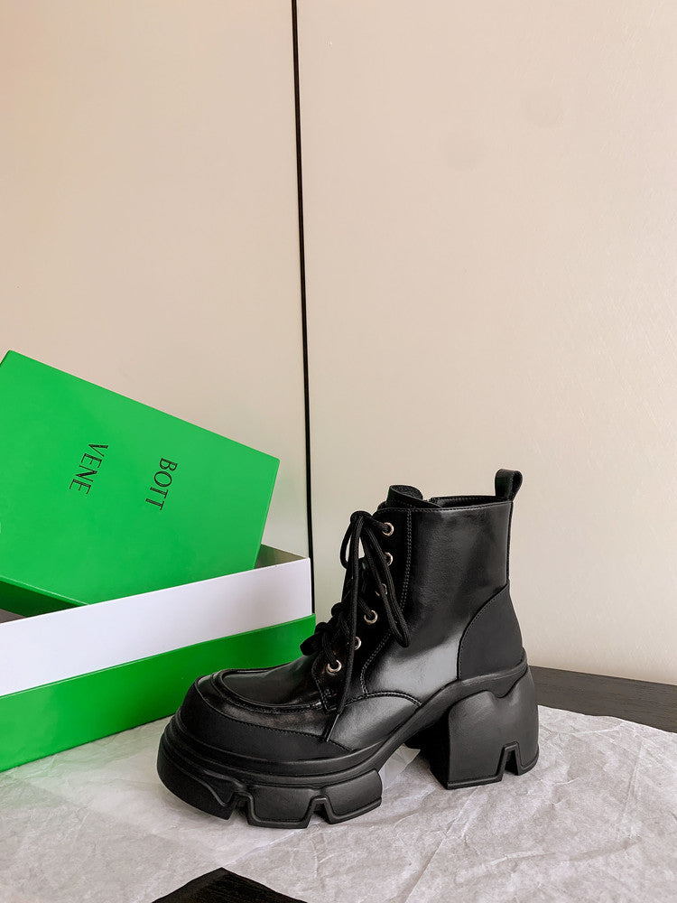 Karin Luna Casual Thick Sole Lace-up Short Boots