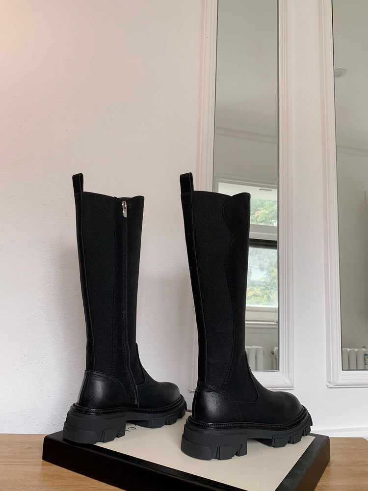 Karin Luna In Stock Versatile Irregular Stretch Fabric Long Boots