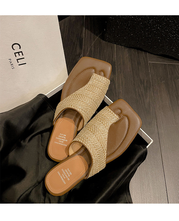 Karin Luna Bestseller  Popular  Data Hot-Selling Toe-Clip Straw Vacation Style Slippers