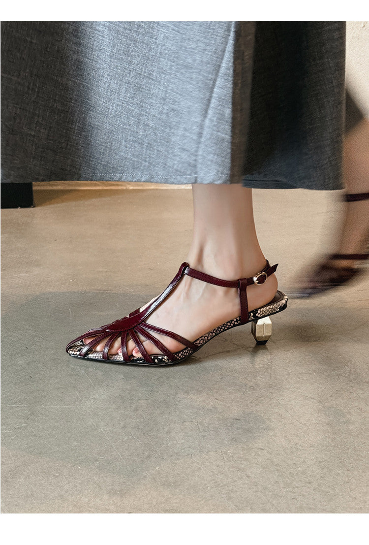 Karin Luna In Stock Spot Goods Open-toe French Style Metal Heel Sandals
