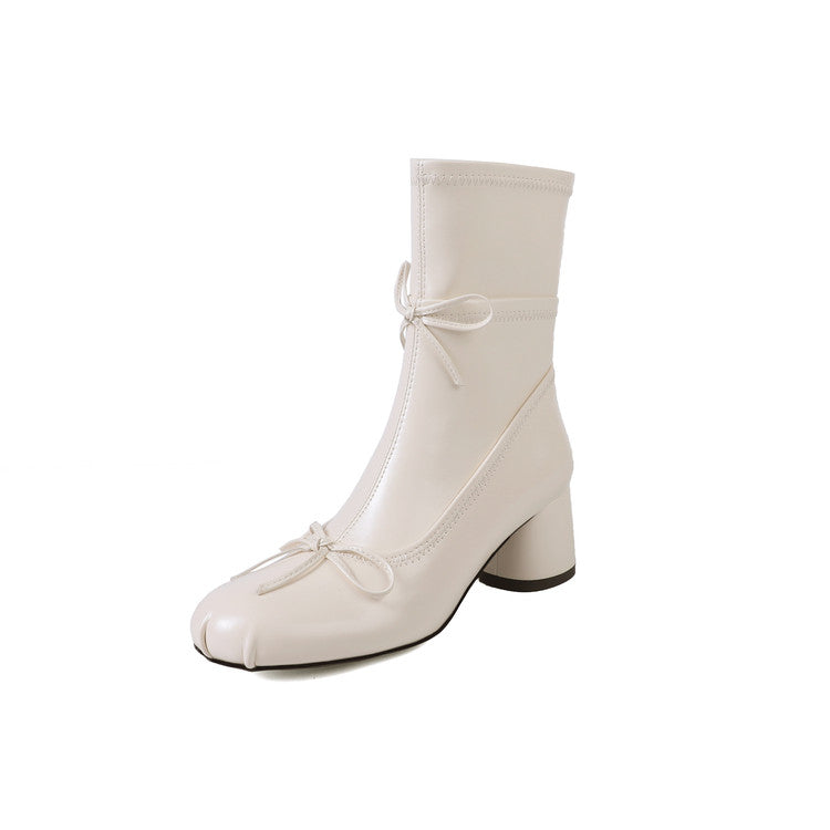 Karin Luna In Stock Spot Goods Hot-Selling Sweet Standard Bow Round-Toe Slim Short Boots