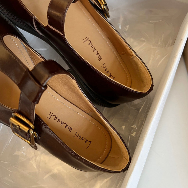 Karin Luna In Stock Spot Goods Minimalist Retro British Style Irregular Hollow Single Shoes