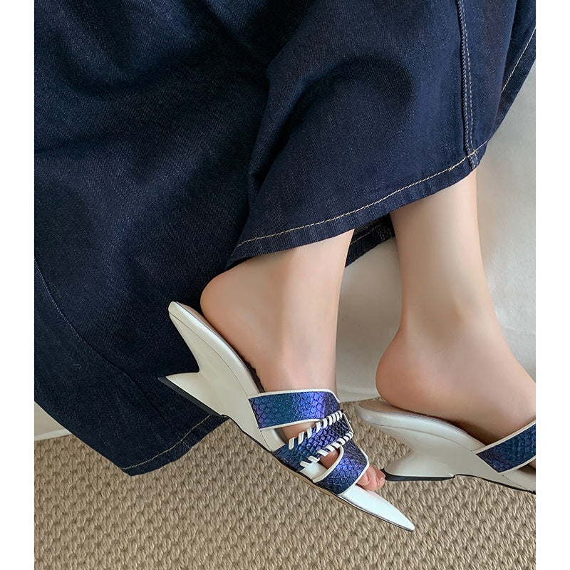 Karin Luna Fish Skin Series~Minimalist Pointed Toe Hot-Selling Unique Heel Slippers
