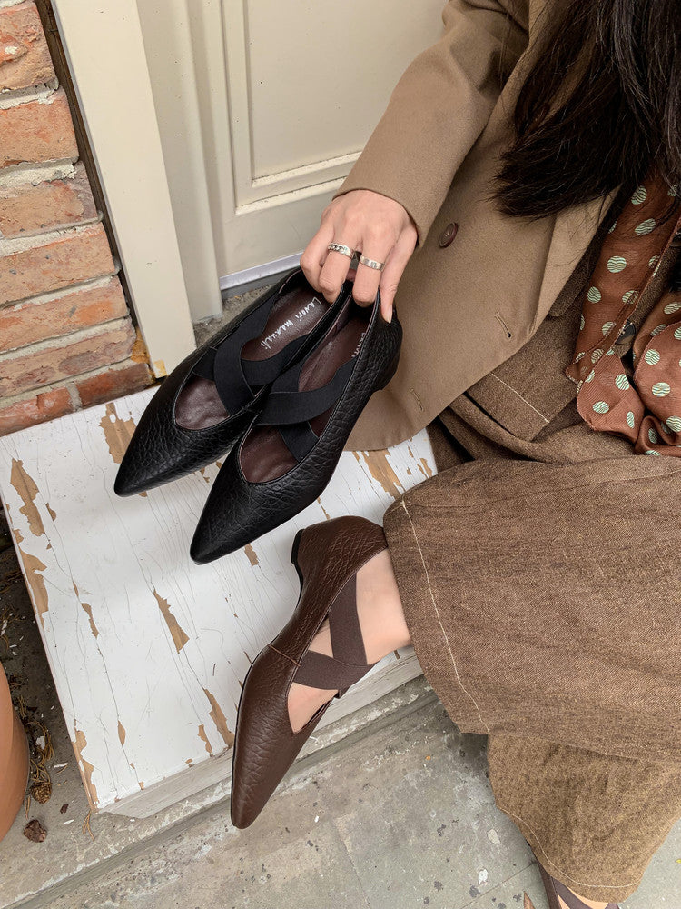 Karin Luna In Stock  Spot Goods  a Large Number of Spot Goods Pointed Toe Cross Strap Hidden Wedge Shoes