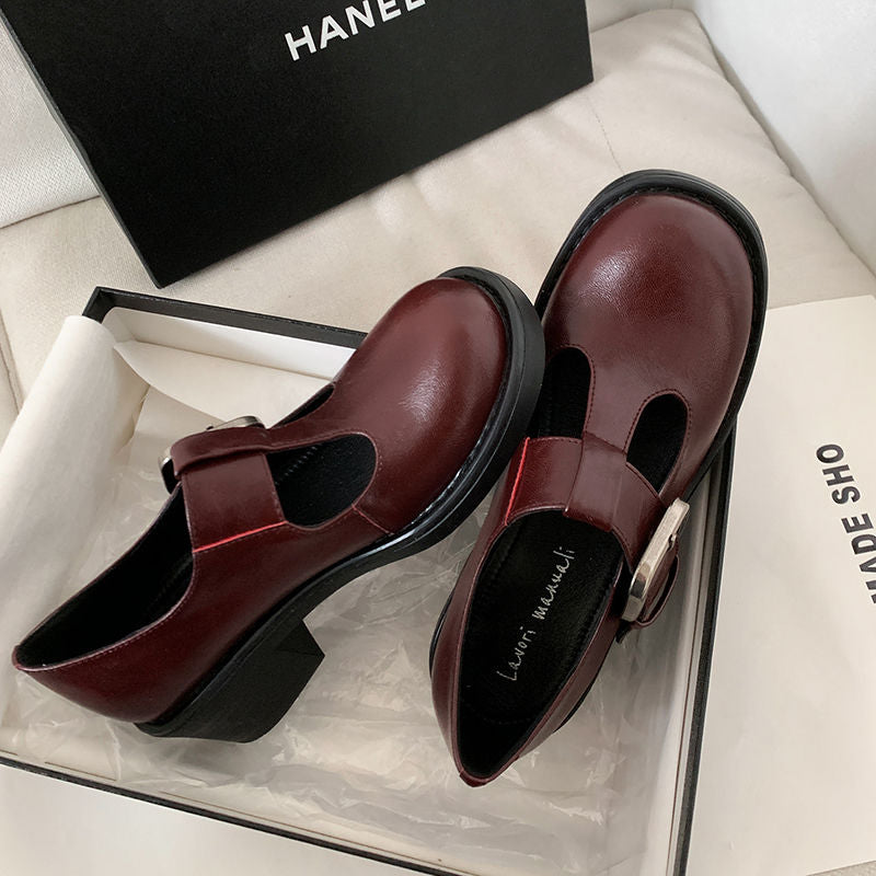 Karin Luna In Stock Spot Goods round Head t Round Toe British Style Single Shoes