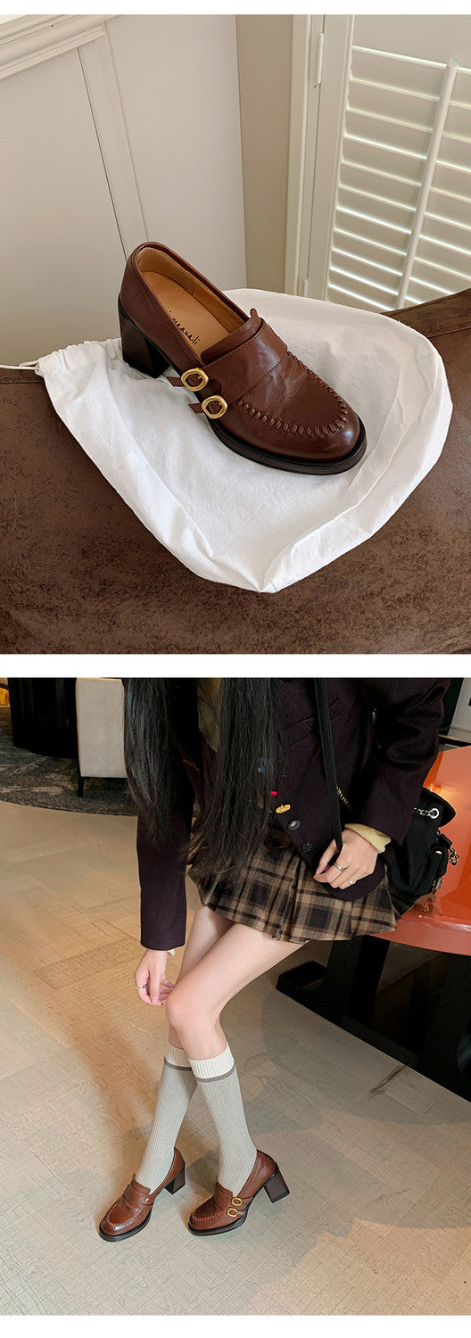 Karin Luna Bestseller Hot-Selling Derivative Edition Self-contained Strap Buckle Casual Loafers