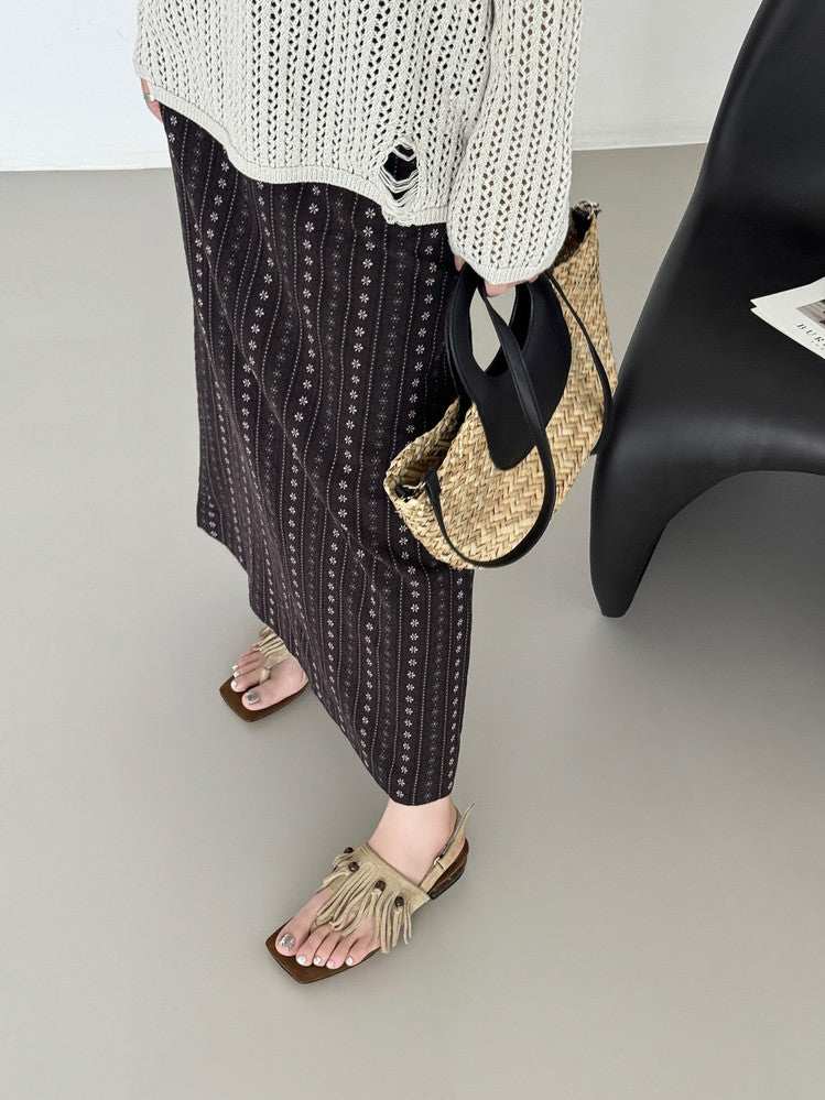 Karin Luna  Tassel Series~Spot Goods  In-stock Clip-toe Square Toe Sandals