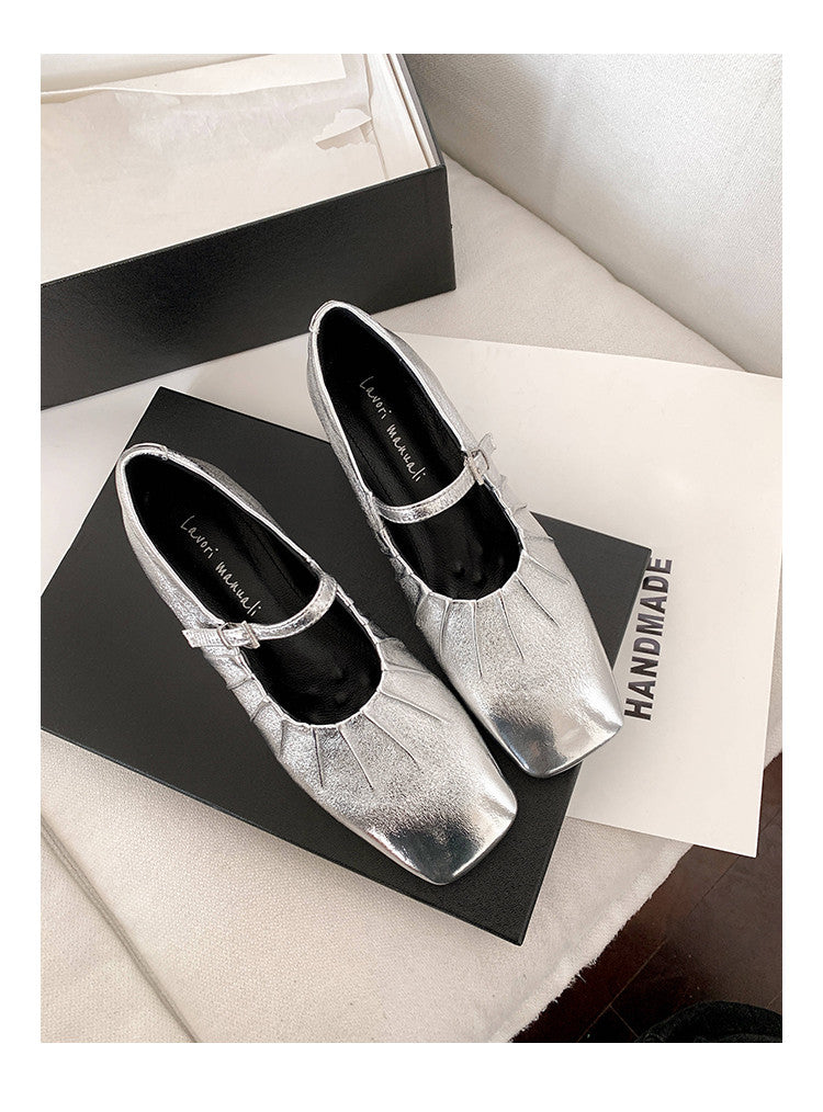 Karin Luna In Stock Spot Goods  Vintage Wrinkled One-Strap Granny Flats