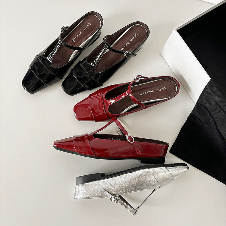 Karin Luna In Stock Spot Goods  t Square-Toed Full Leather Basic Slippers