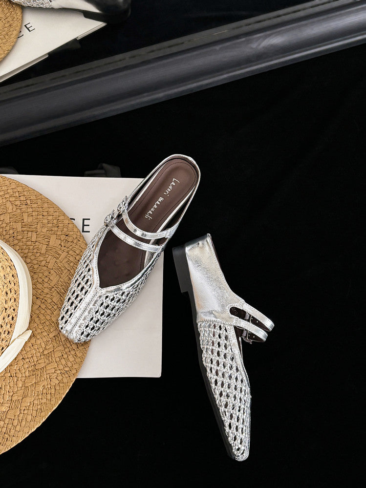 Karin Luna In Stock Spot Goods Hollow Woven One-Strap Closed-Toe Slippers