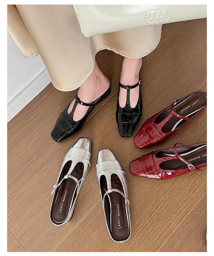 Karin Luna In Stock Spot Goods  t Square-Toed Full Leather Basic Slippers