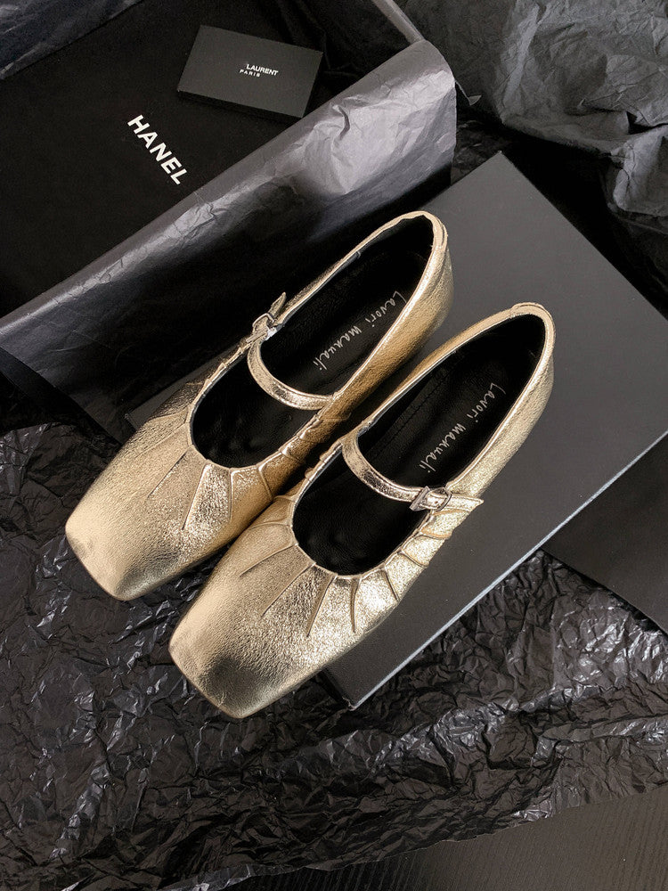 Karin Luna In Stock Spot Goods  Vintage Wrinkled One-Strap Granny Flats