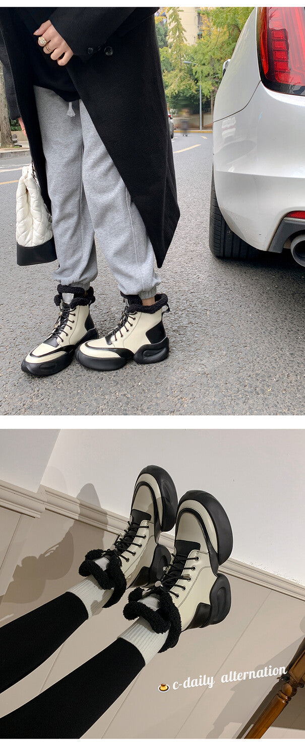 Karin Luna In Stock  Spot Goods  Hot-selling Sports Thick Sole Thickened Fur Snow Boots Full cowhide