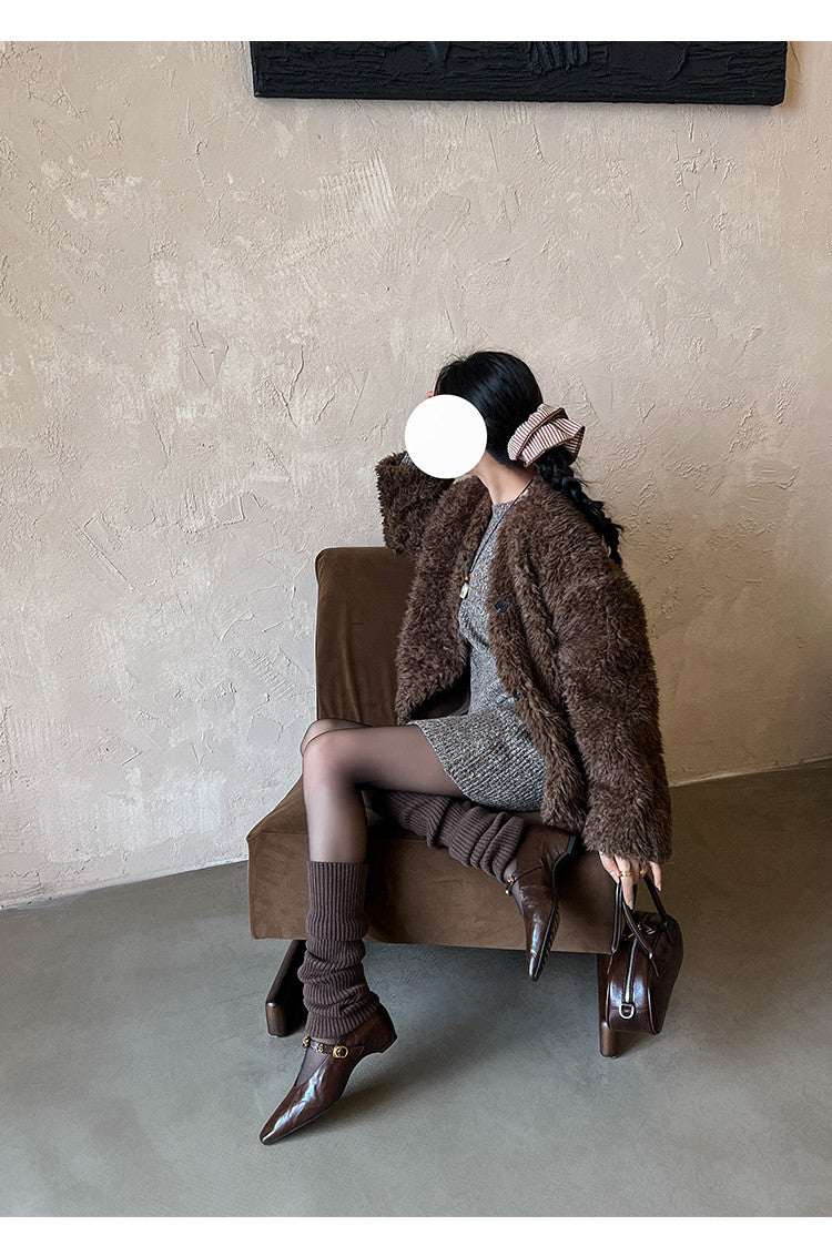 Karin Luna In Stock Spot Goods    Retro Classic Metal Camellia Irregular Heel Single Shoes