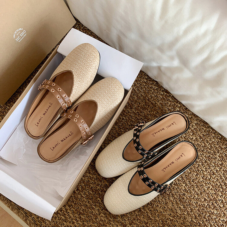 Karin Luna  Closed-Toe Woven Style Height-Increasing Slippers