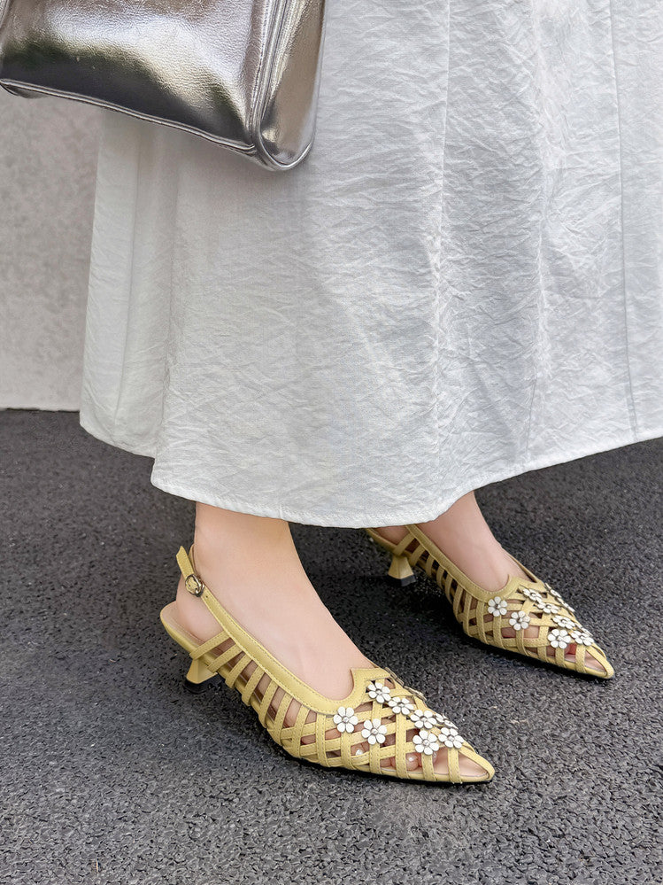 Karin Luna In Stock Spot Goods  Purely Handmade Flowers High-end Hollow Out Sandals