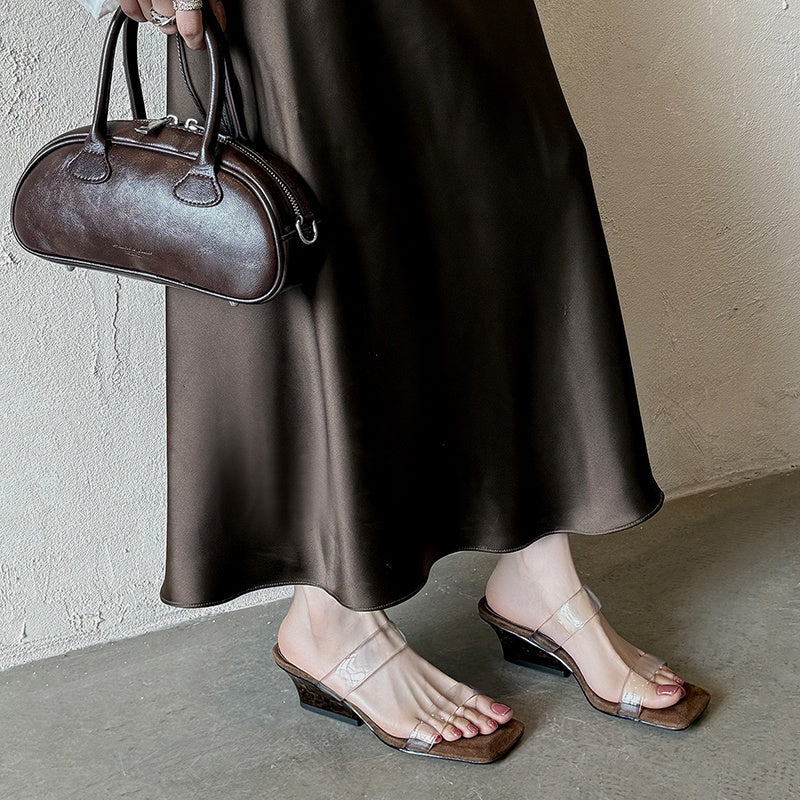 Karin Luna Hot-Selling Amber Element~Spot Goods Spot Goods Transparent tpu   Minimalist Square-Toed One-Strap Slippers