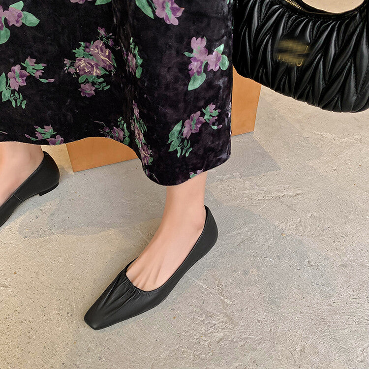 Karin Luna fell in love at first sight~ Spot Goods  Spot Goods Vintage Wrinkled Hollow Soft Sheepskin Elegant Versatile Single Shoes