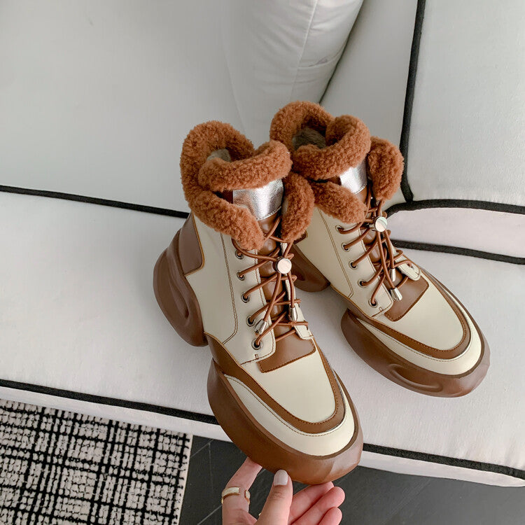 Karin Luna In Stock  Spot Goods  Hot-selling Sports Thick Sole Thickened Fur Snow Boots Full cowhide