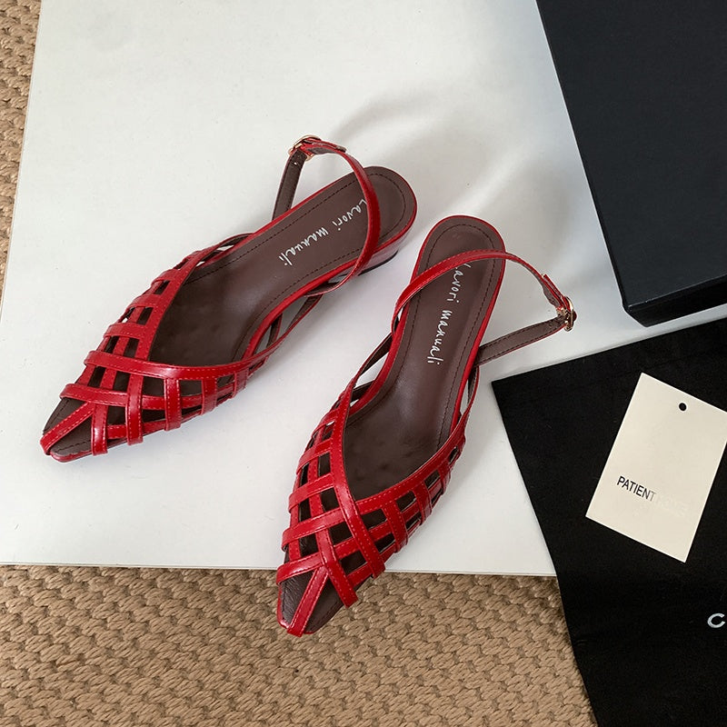 Karin Luna Braided Style ~Cross-woven Pointed Toe Closed-toe Sandals
