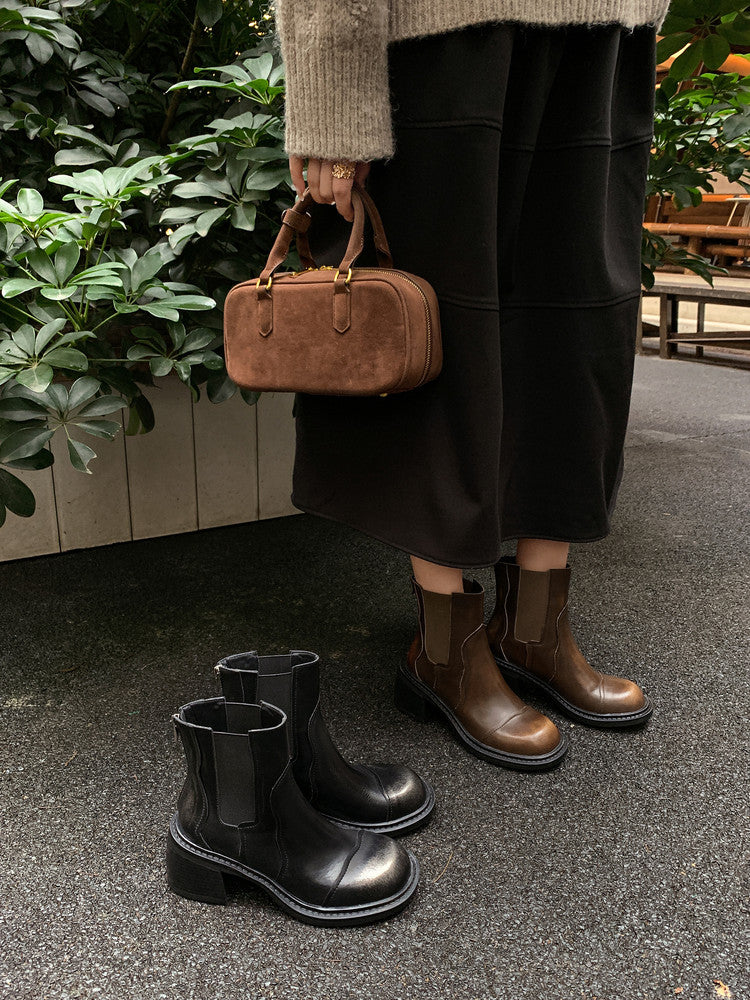Karin Luna In Stock Spot Goods  Round Toe Stretch Round Toe Chelsea Short Boots