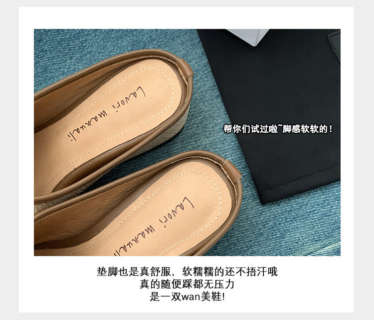 Karin Luna In Stock Spot Goods Baotou Vacation Style Height-Increasing Slippers