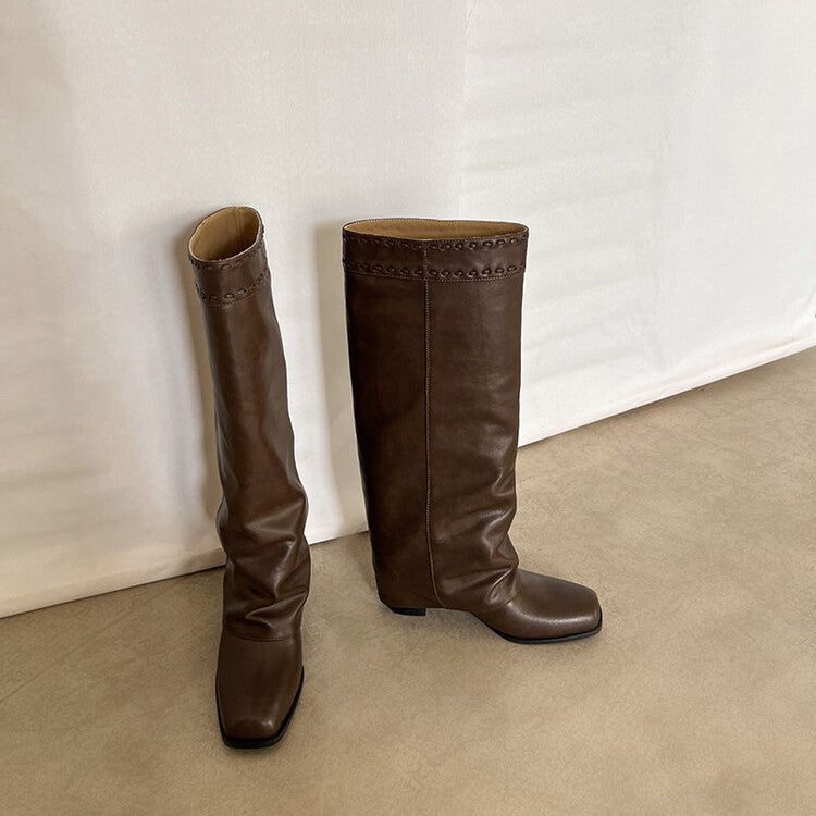 Karin Luna cool girl Stylish and Sweet Square-Toe Booties