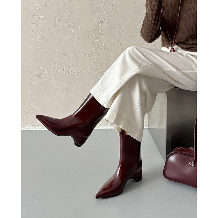 Karin Luna Elegant Pointed Toe Hidden Wedge Short Boots