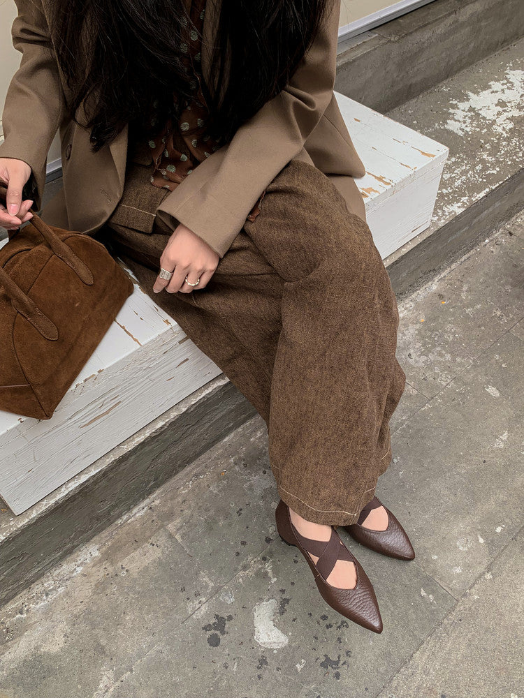 Karin Luna In Stock  Spot Goods  a Large Number of Spot Goods Pointed Toe Cross Strap Hidden Wedge Shoes