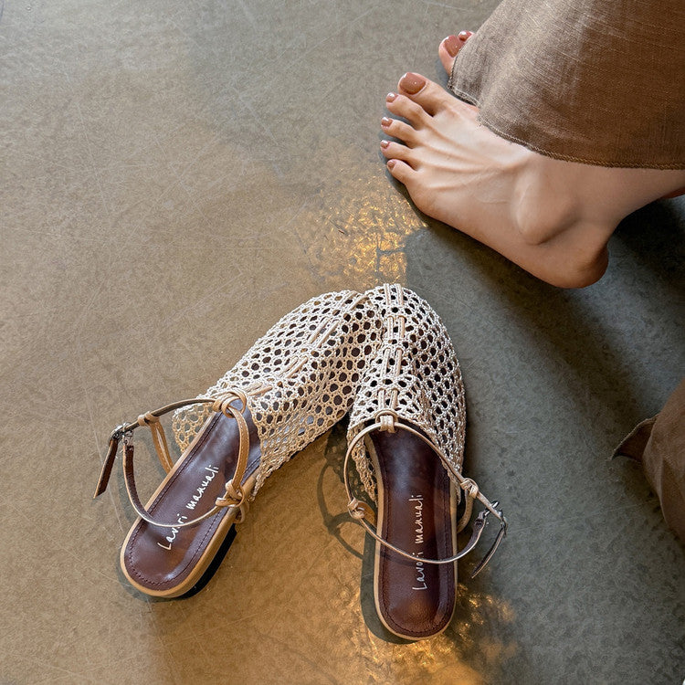Karin Luna In Stock Spot Goods  Resort Style Series~Casual woven closed-toe flat sandals