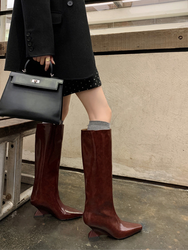 Karin Luna European and American Style Unisex Square-Toed Long Boots