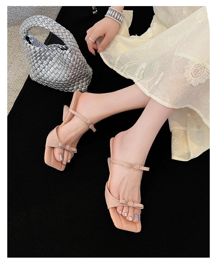Karin Luna Hot Item Hot Item Self-Flow Square-Toe Irregular Heel Slippers