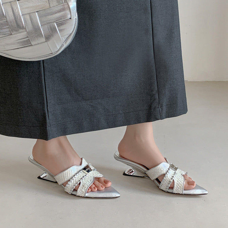 Karin Luna Fish Skin Series~Minimalist Pointed Toe Hot-Selling Unique Heel Slippers