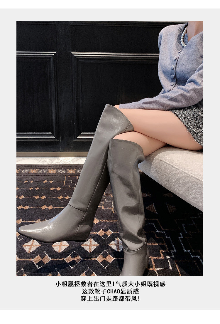 Karin Luna Elegant Style Slanted Inner Height-Increasing Long Boots