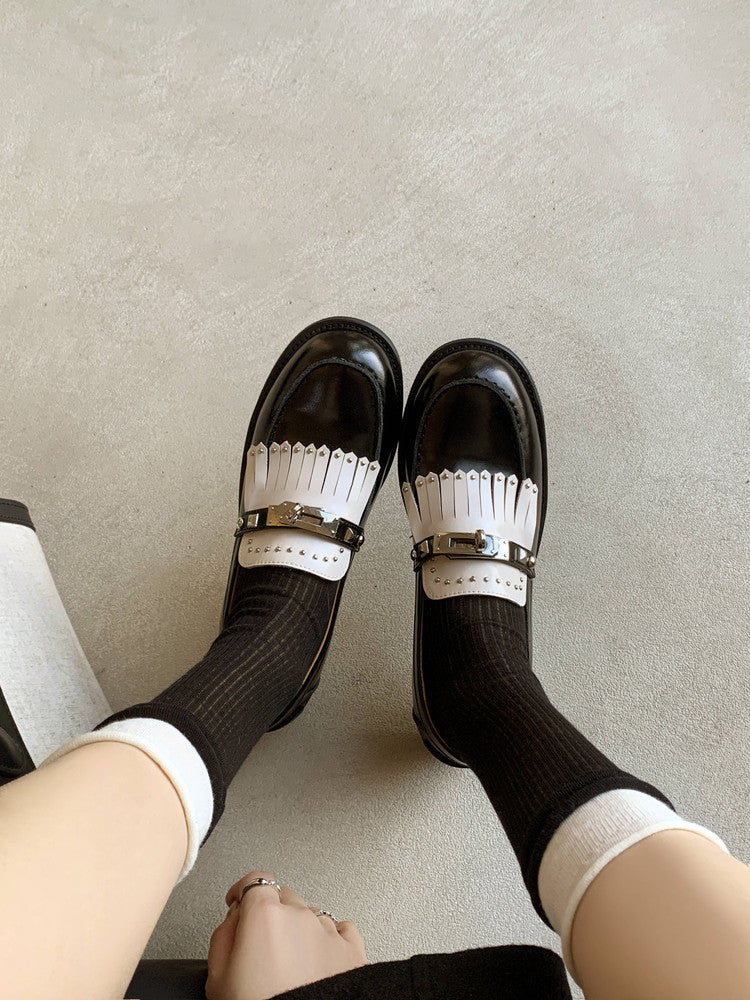 Karin Luna Casual Shoes Series~ Spot Goods Spot Goods Hot-selling Tassel Element Small Gold Buckle Single Shoes