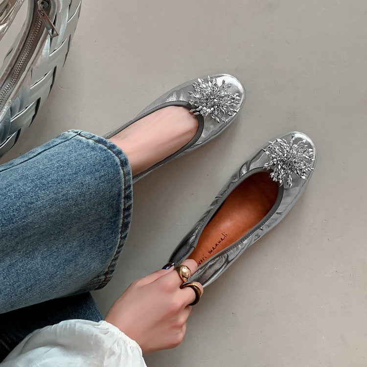 Karin Luna Full Leather Inside and Out~Gorgeous Fireworks Flat Granny Shoes