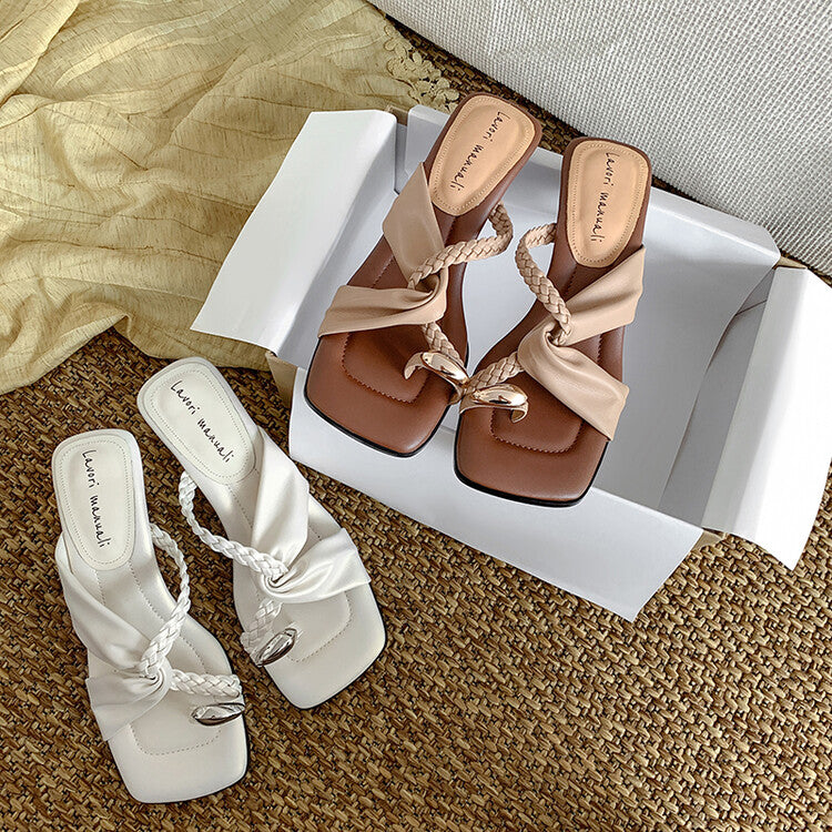 Karin Luna has a sense of design ~Twist Braided Cross Strap Square Toe Sandals