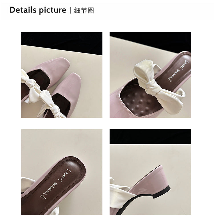 Karin Luna In Stock In Stock  Fluffy feel Bowknot Closed-Toe Slippers