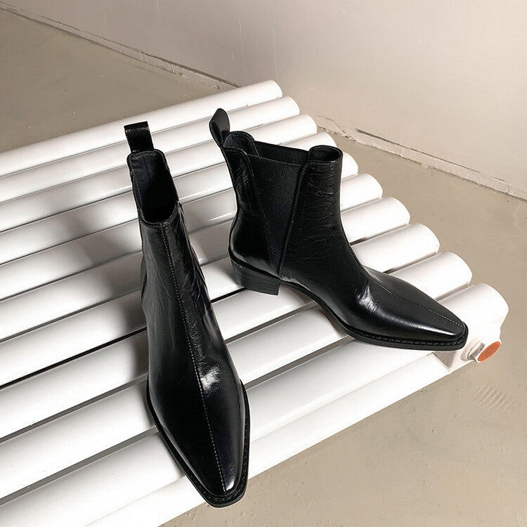 Karin Luna In Stock In stock   Classic first-layer cowhide Chelsea elastic ankle boots